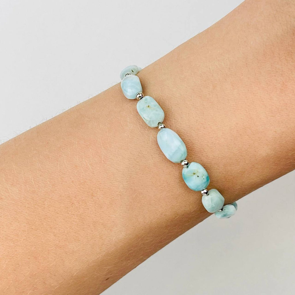 Браслет регулируемый с камнем Ларимар от 16 см - Радуга самоцветов фото 3