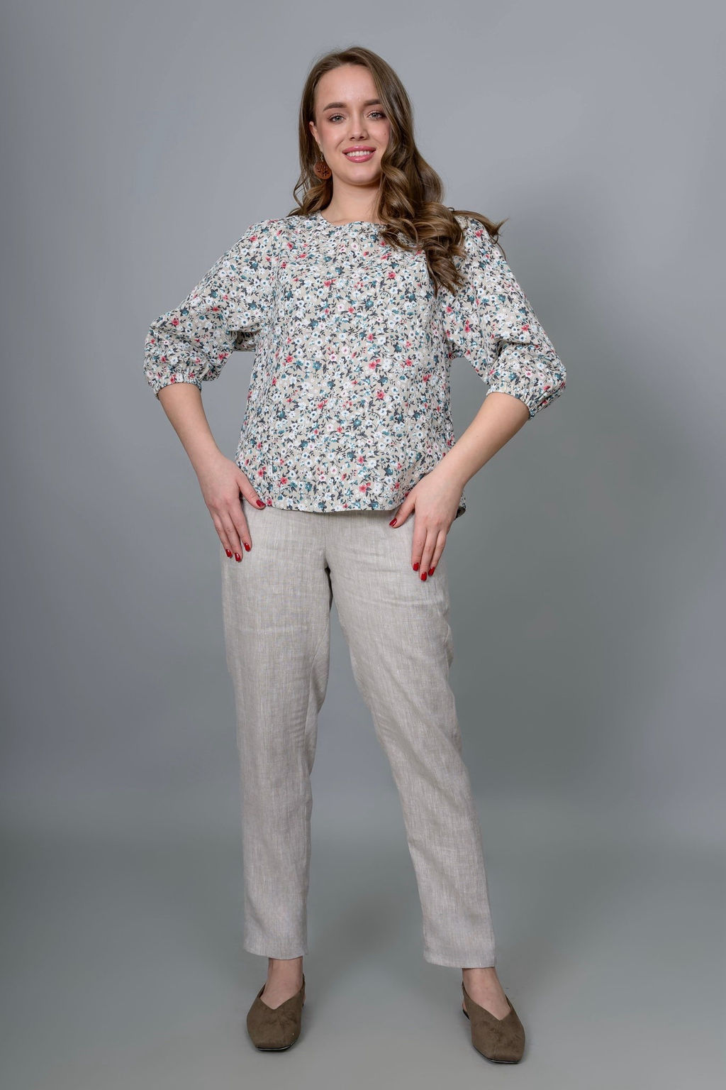 Блуза лен 70%, хлопок 30%