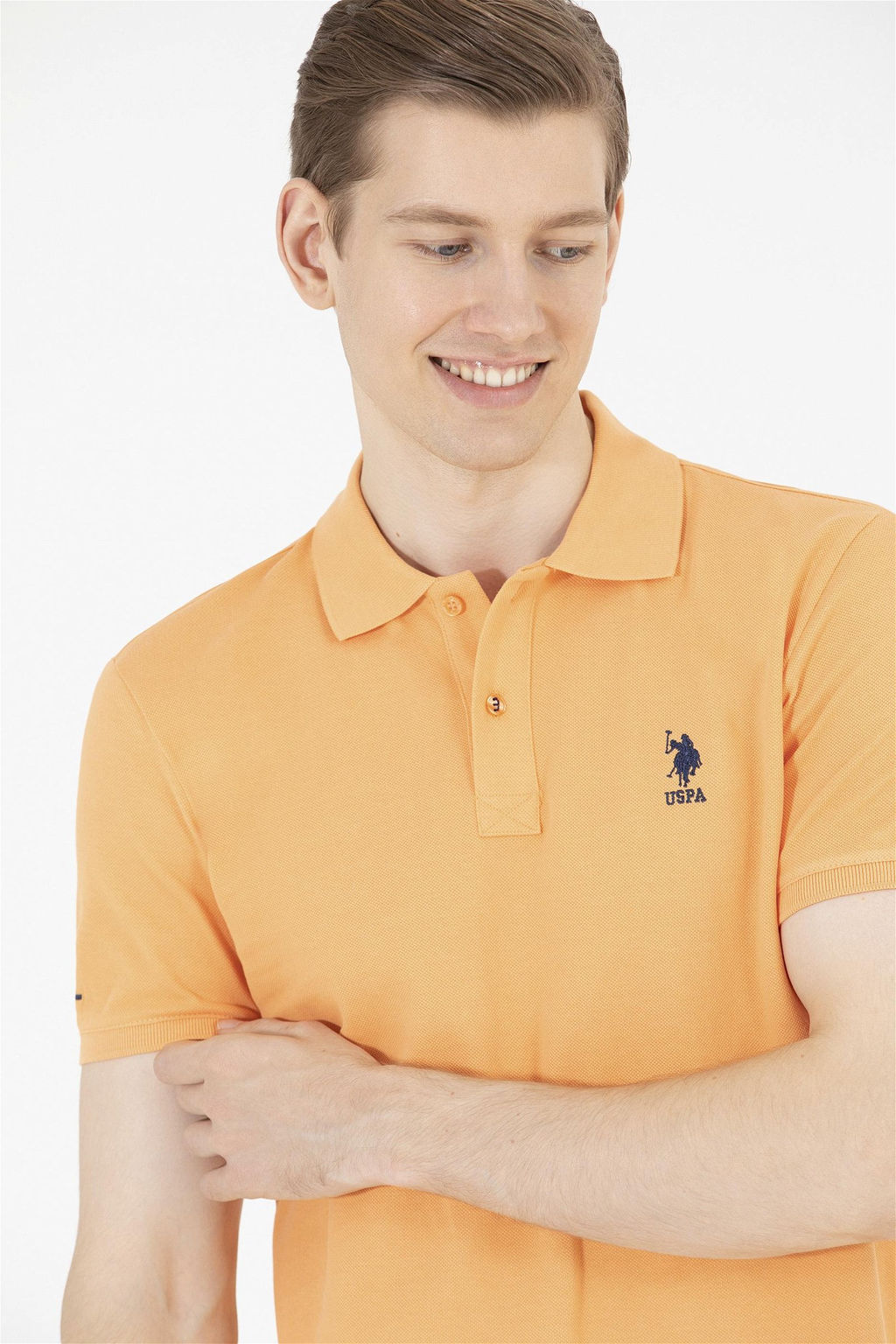 U. S. Polo Assn Мужская оранжевая базовая футболка с воротником-поло - U.s. polo assn фото 11