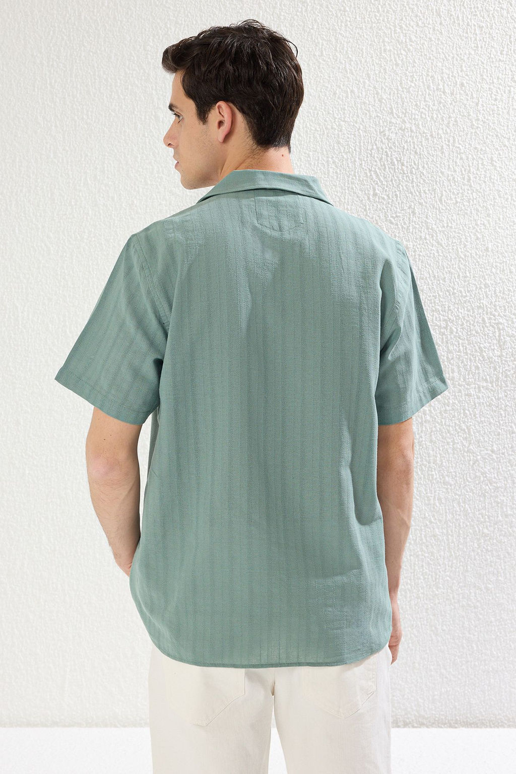 TRENDYOL MAN Kahverengi Regular Fit Dokulu Yazl?k Keten Gorunumlu TMNSS23GO00070 - Trendyolmilla фото 5