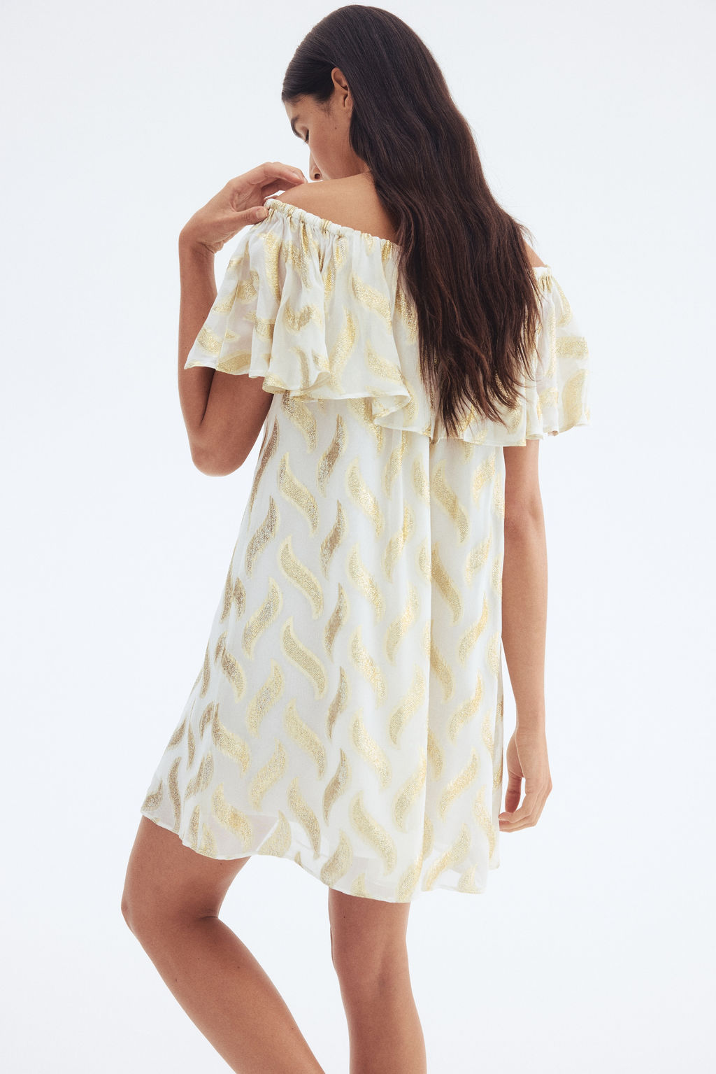 Vestido off-the-shoulder en tejido jacquard - H&m фото 5