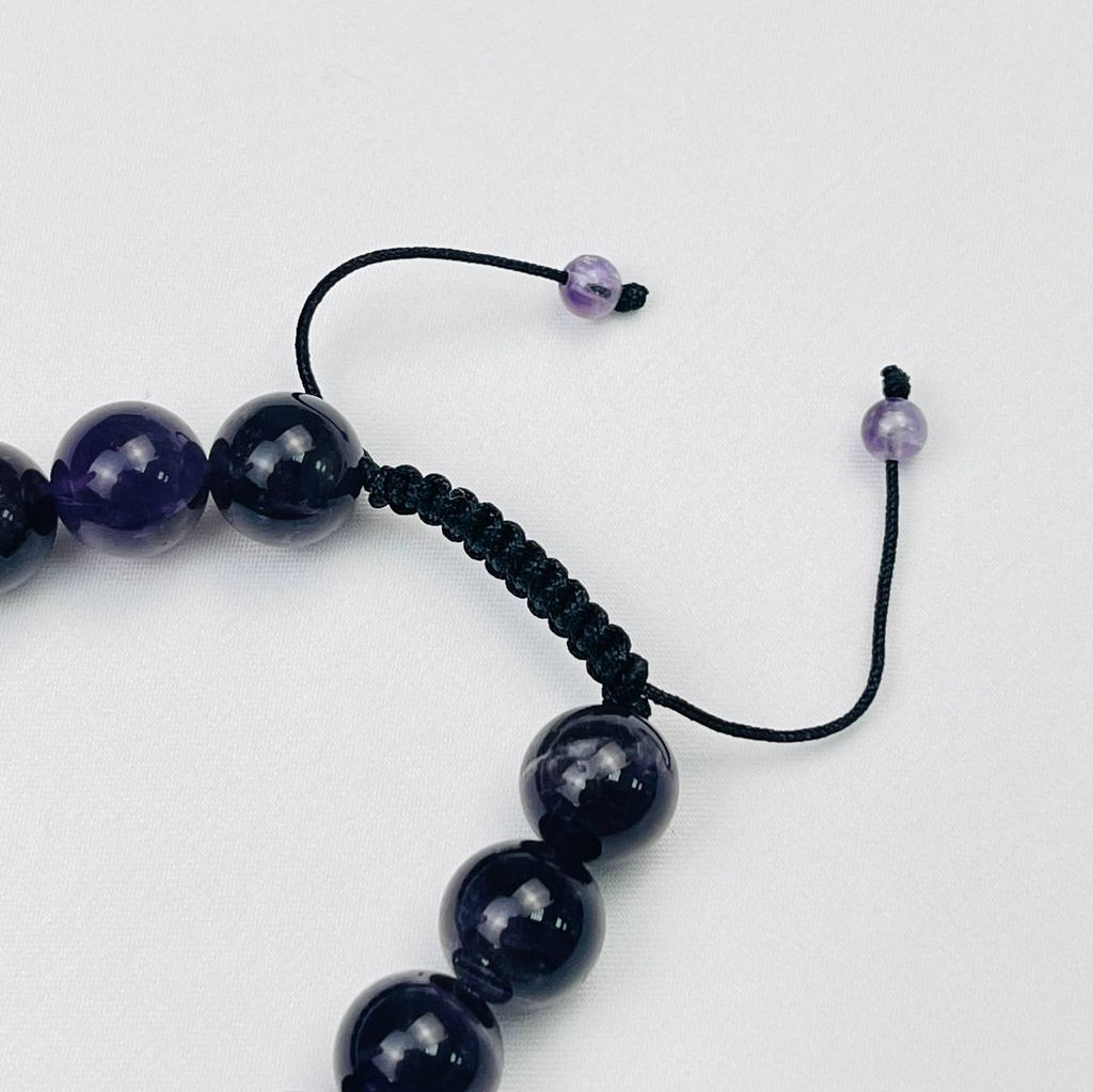 Браслет регулируемый мужской из Аметиста и Чароита "Сахасрара" от 19 см