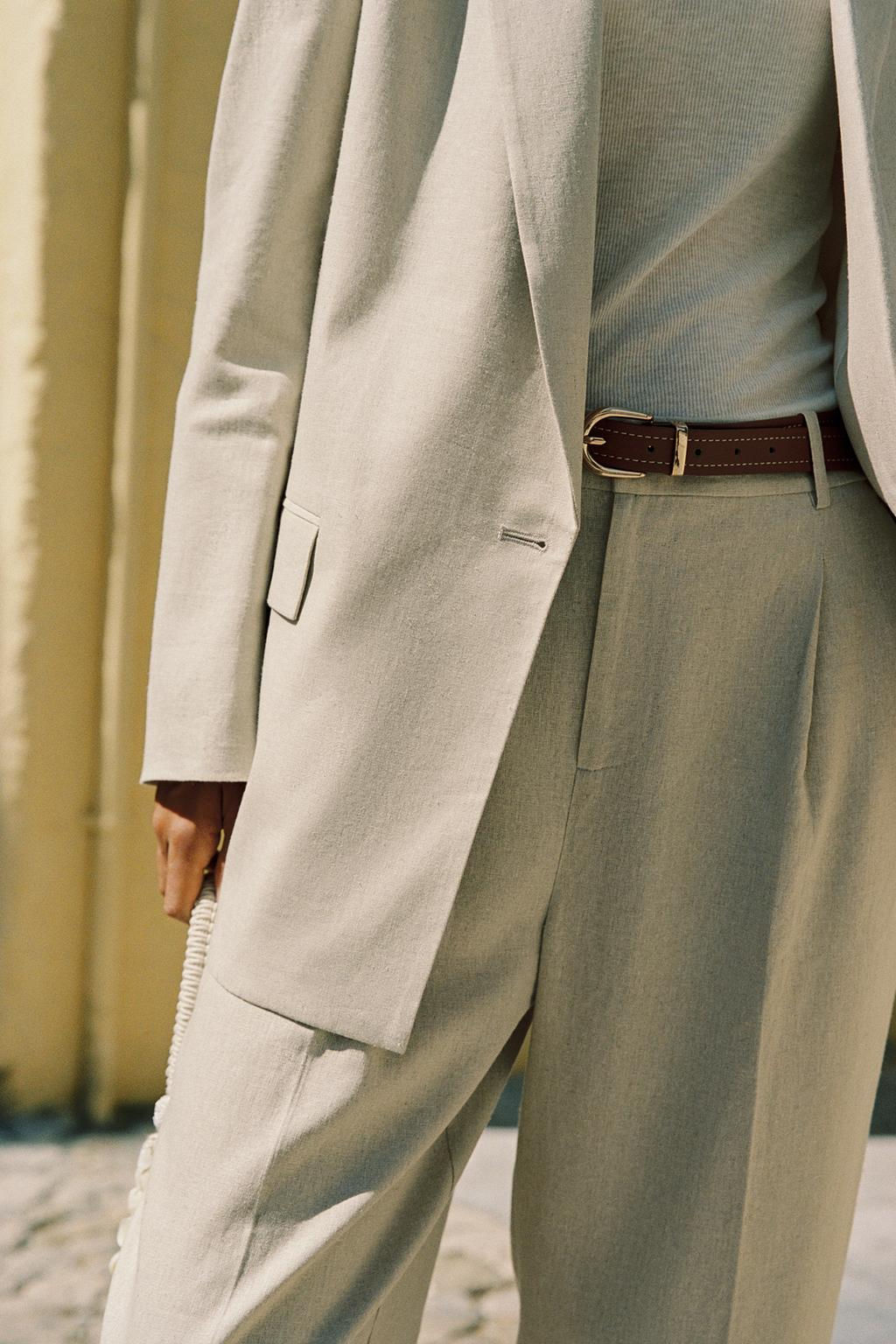 LINEN BELTED STRAIGHT-LEG TROUSERS - Zara фото 35