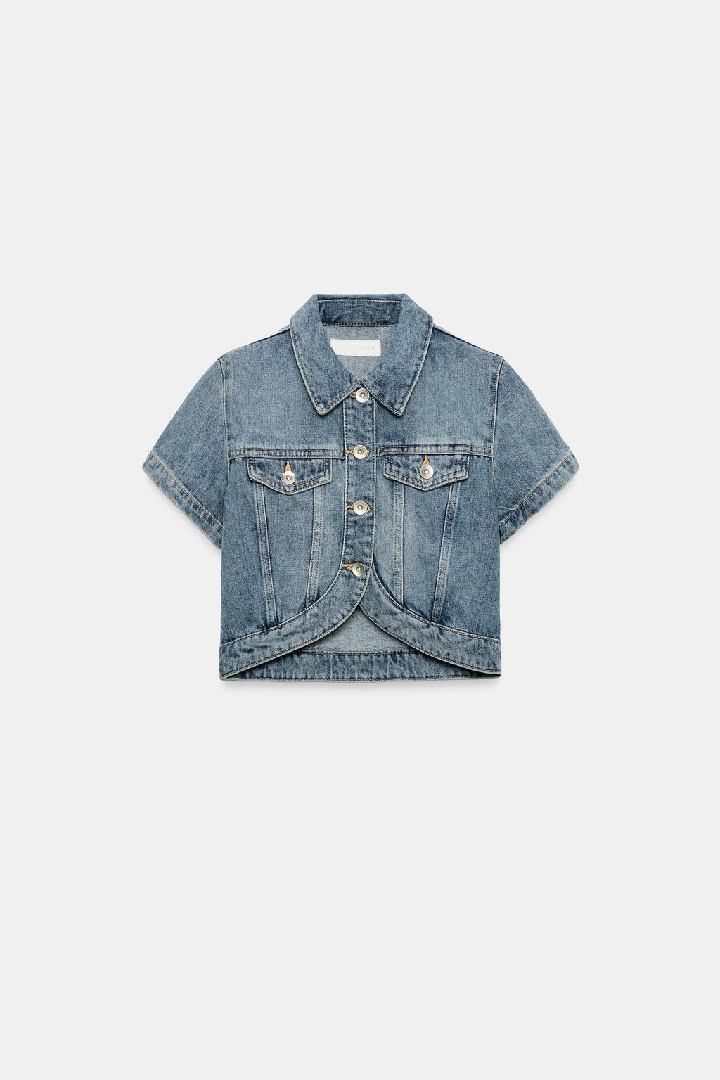 CAMISA CROP DENIM TRF ASIM?TRICA / Azul - Zara фото 5