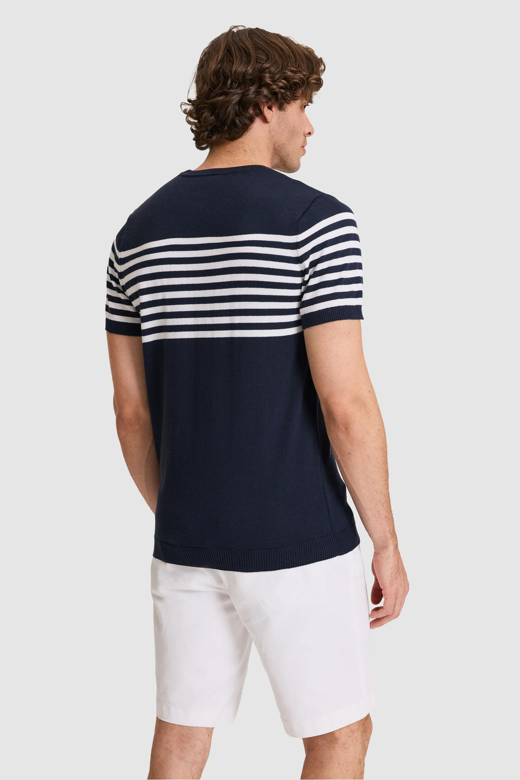 Erkek Slim Fit Bisiklet Yaka Lacivert Triko Ti__rt