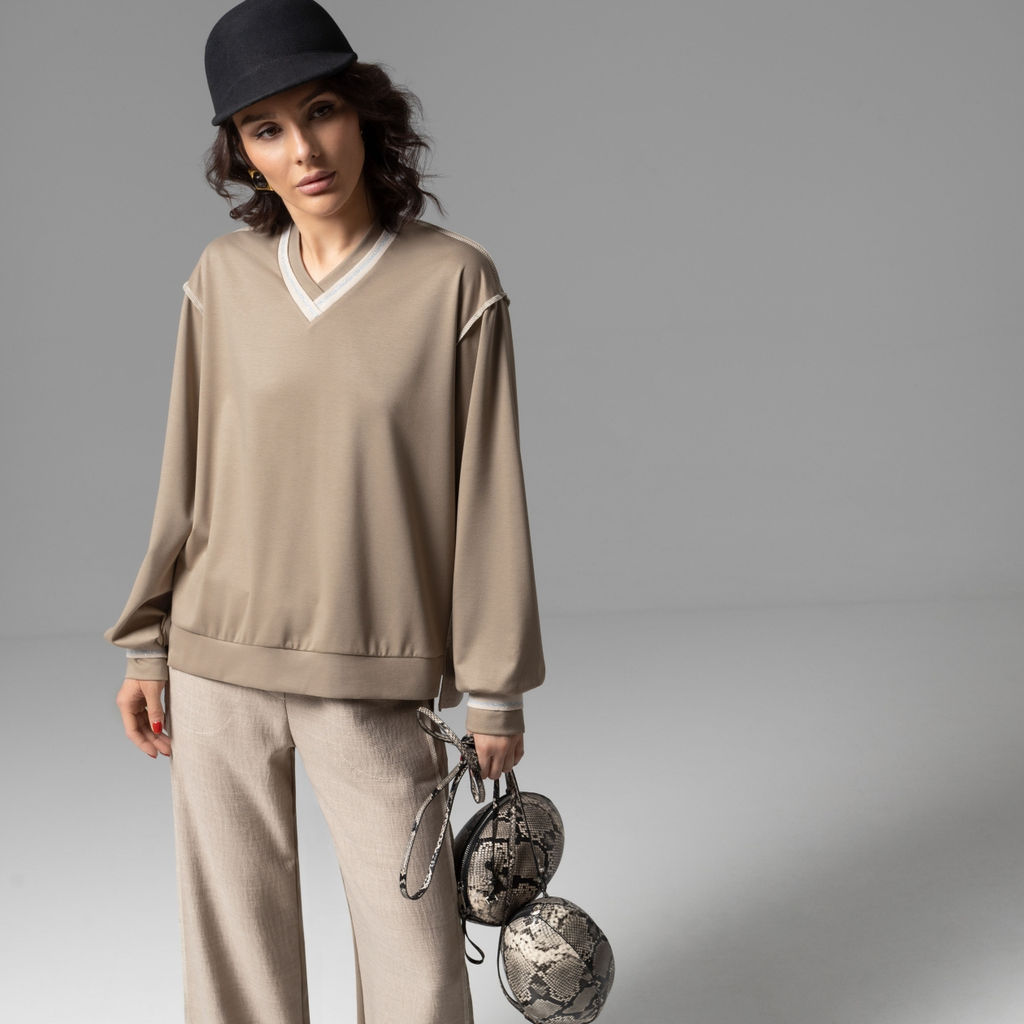 Свитшот с акцентными швами Успех в руках (бежевый) - Charutti фото 8