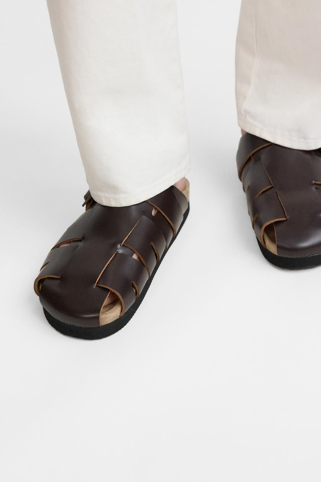 LEATHER CLOG CAGE SANDALS - Zara фото 4