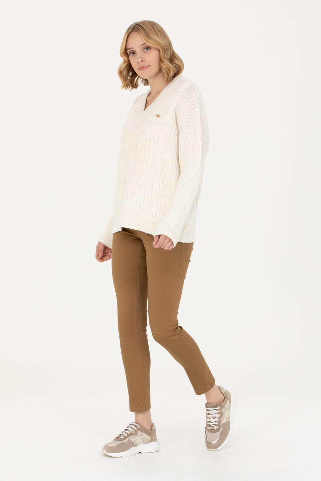 Женские брюки из плотной ткани светло-хаки - U.s. polo assn фото 17