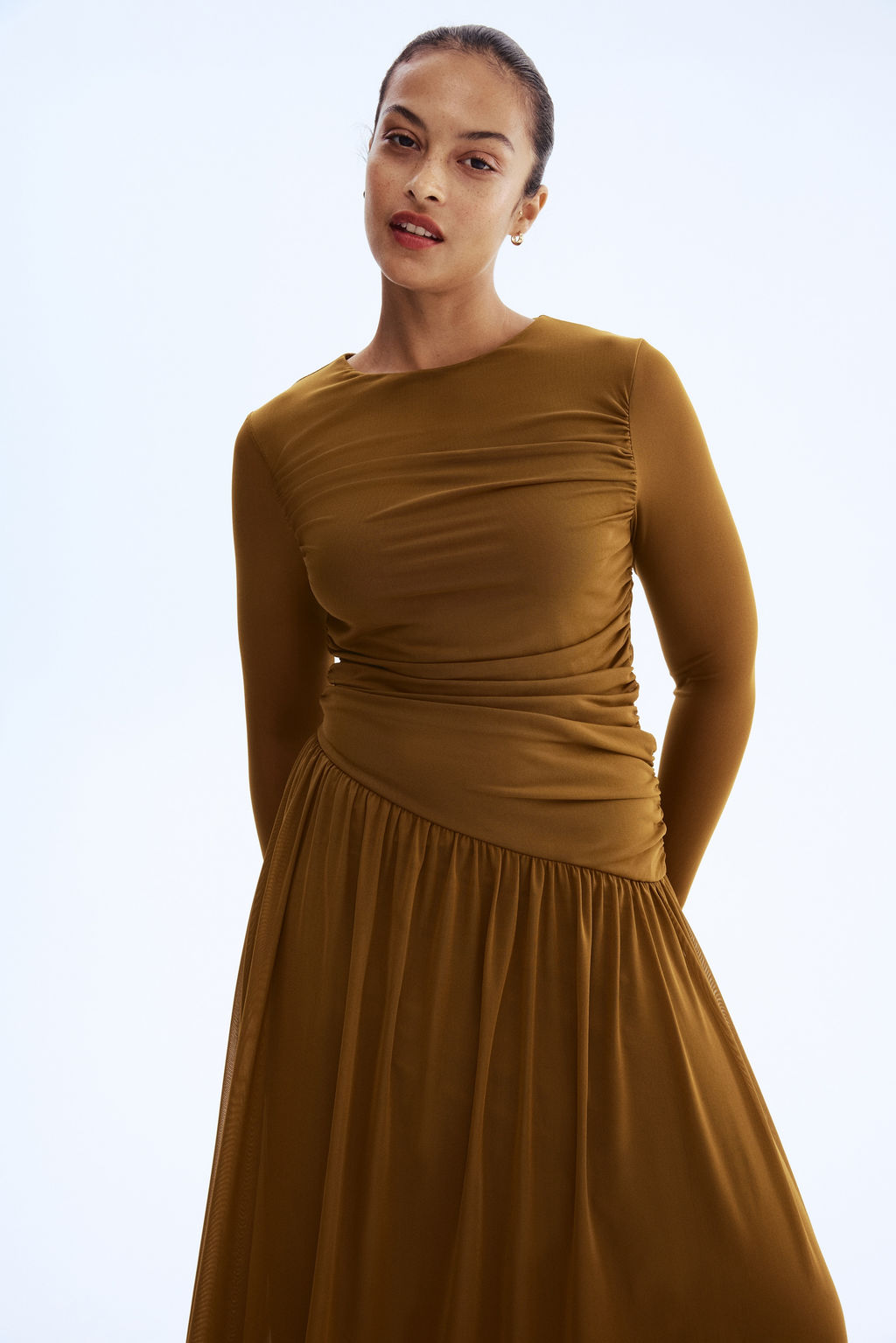 Vestido drapeado de malla - H&m фото 3
