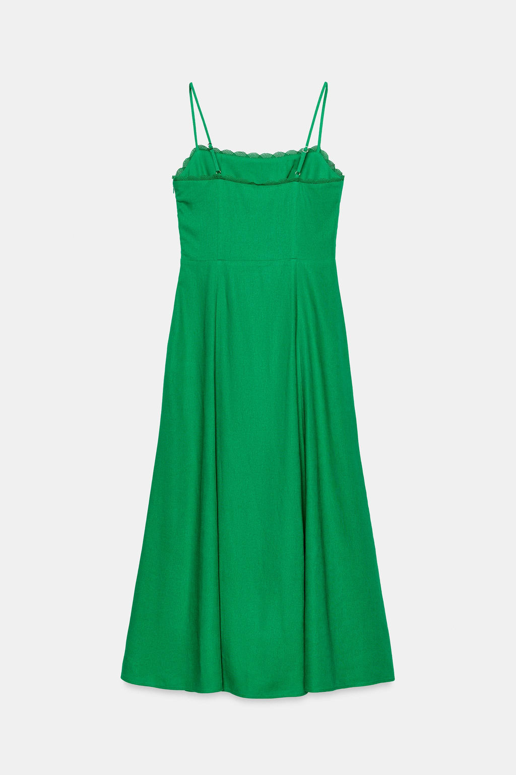 VESTIDO MIDI TIRANTES CON LINO / Verde - Zara фото 6