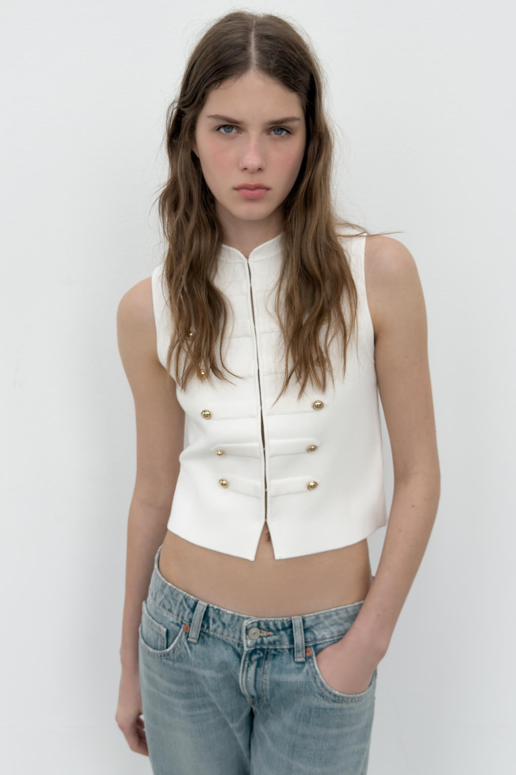 TOP CHALECO BOTONES / Blanco