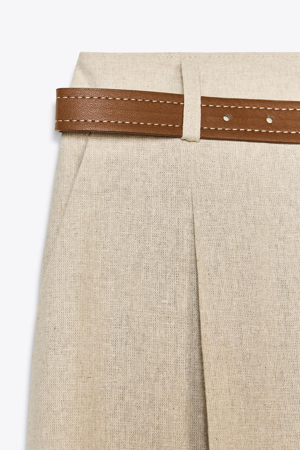 LINEN BELTED STRAIGHT-LEG TROUSERS - Zara фото 38