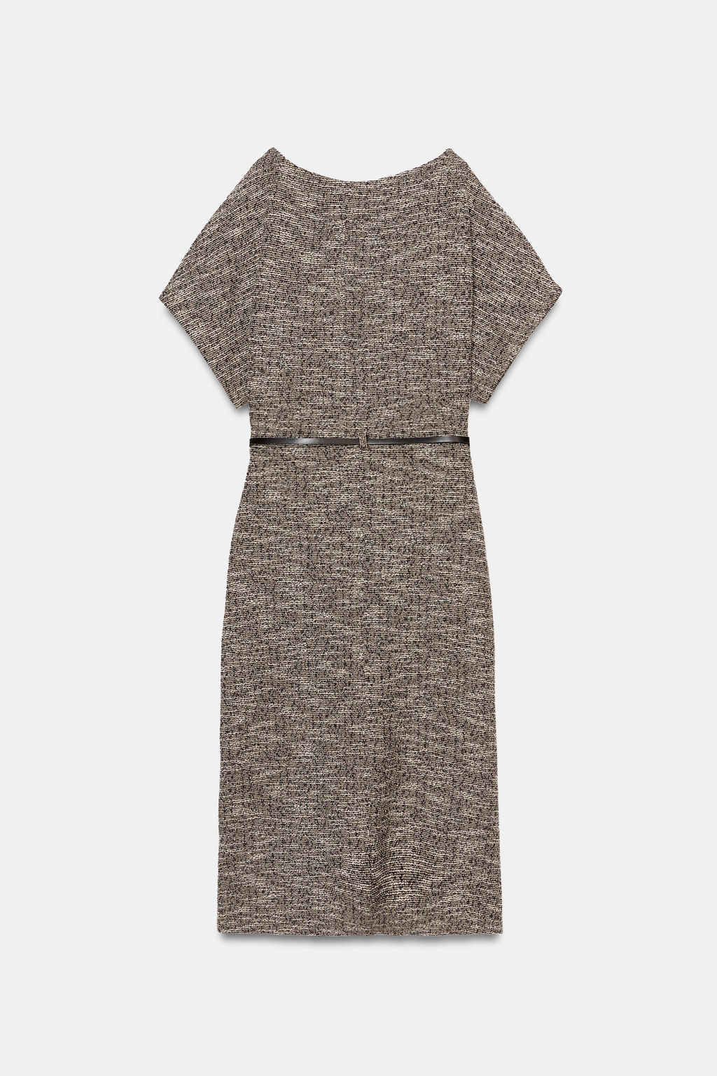 VESTIDO MIDI TEXTURA CINTUR?N / Marr?n / Crudo - Zara фото 8