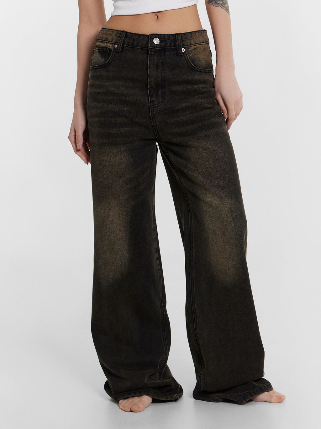 БРЮКИ ЖЕНСКИЕ ДЖИНСОВЫЕ т.серый +тинт 2024-2DTW501-6