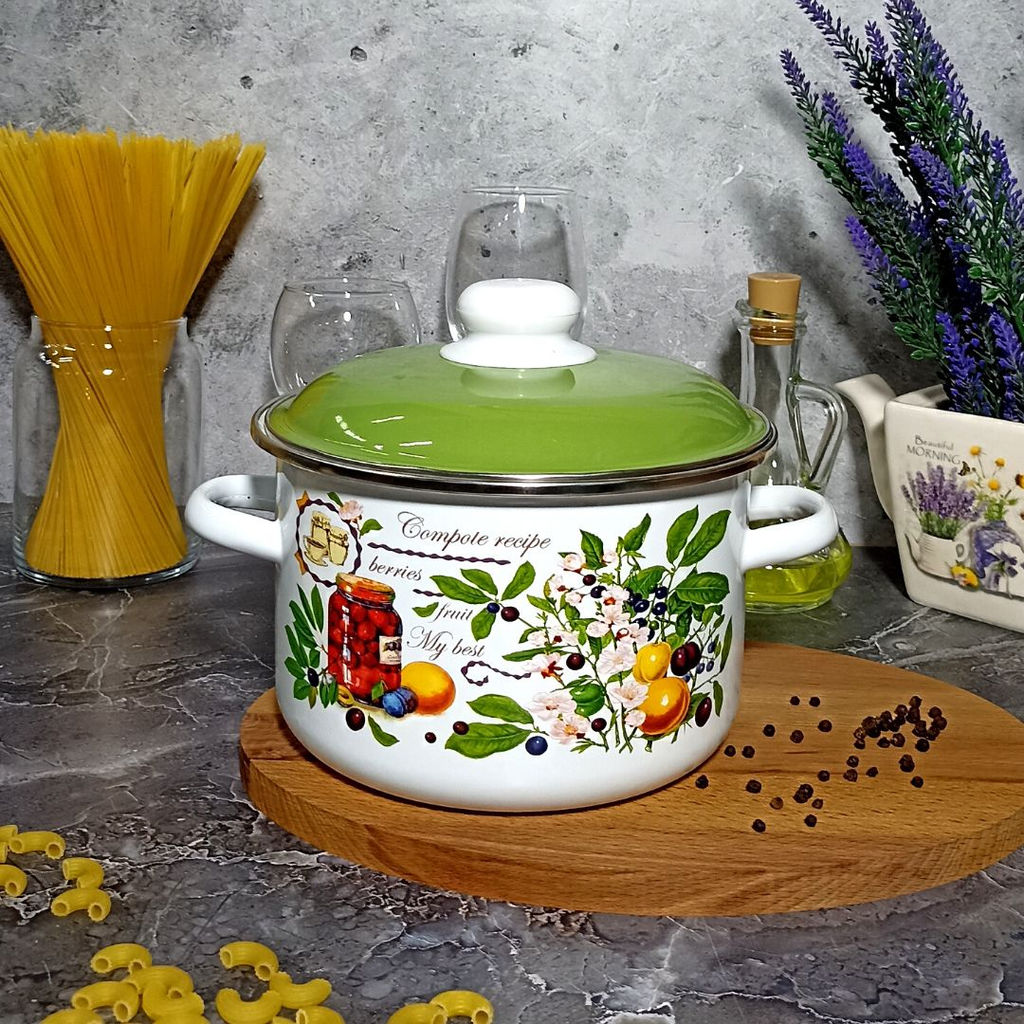 Кастрюля 3,0л цил. Вкусный компот 6RD181М белосн.