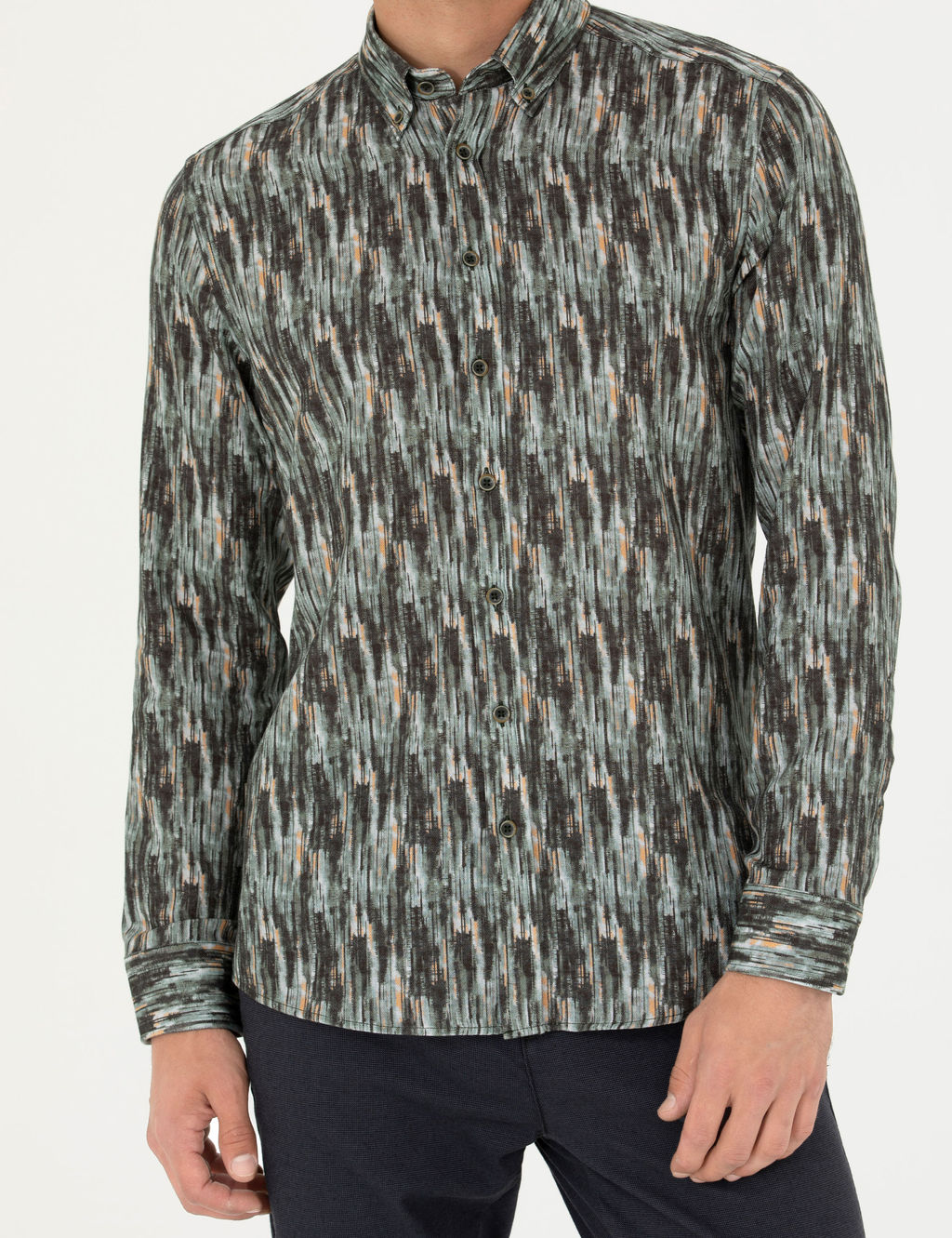 Haki Slim Fit Uzun Kollu G_mlek