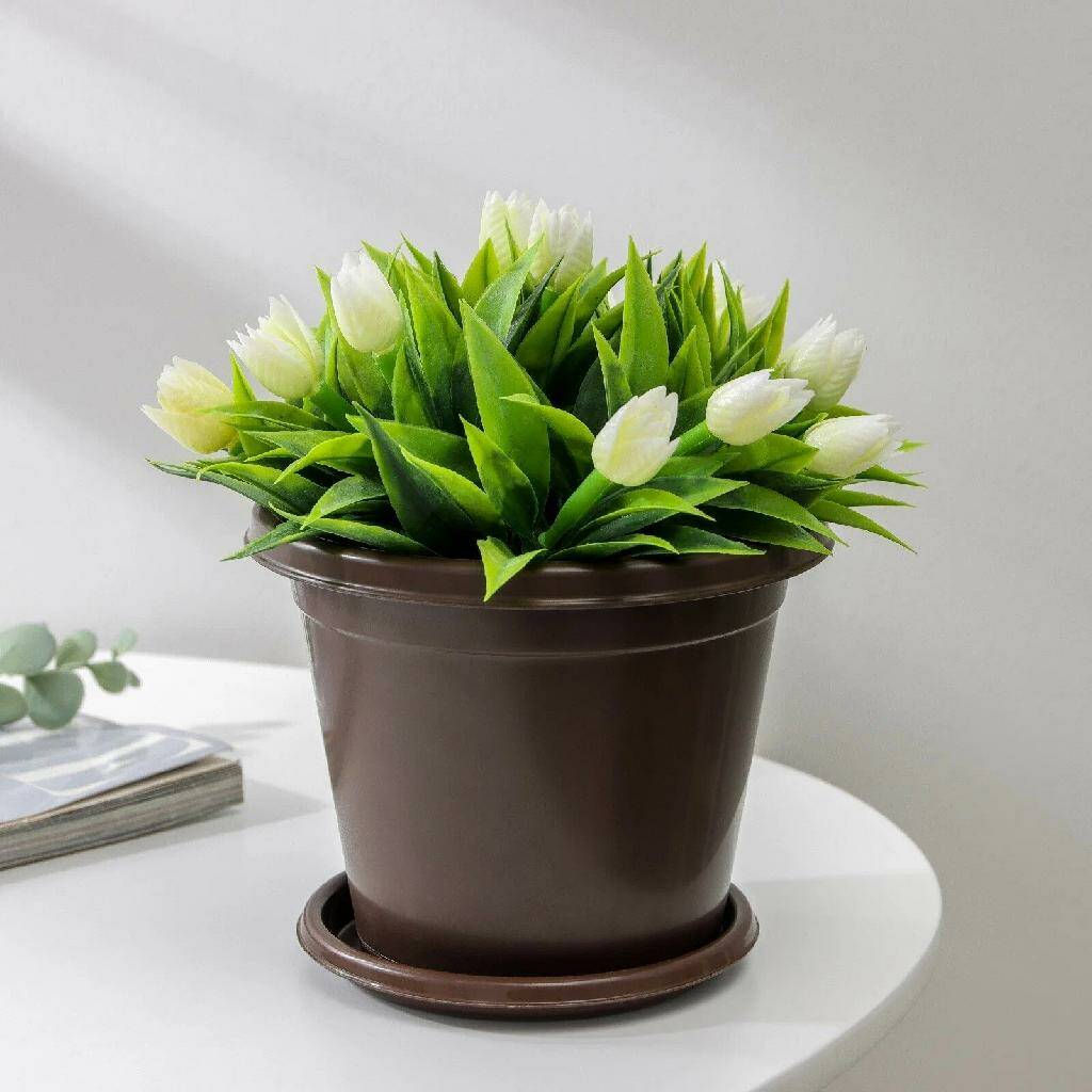 Горшок цветочный Эконом 10л с под коричневый М6604 - Альтернатива фото 3