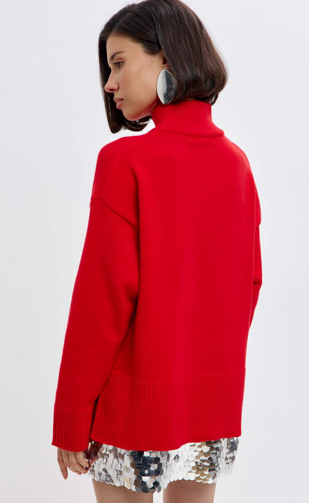 Джемпер женский с воротником на молнии FW-3519 красный - Fine joyce фото 8
