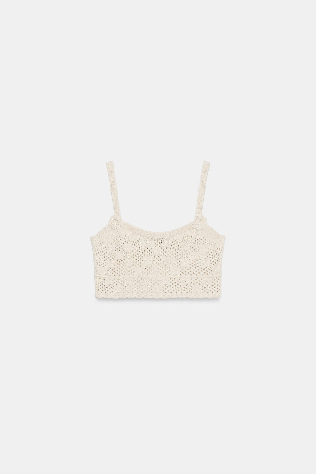 TOP PUNTO POINTELLE FLORES / Beige claro
