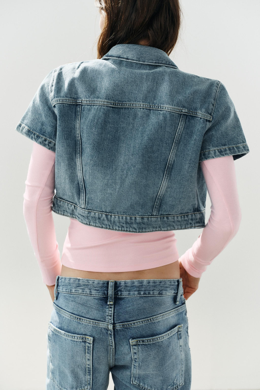 CAMISA CROP DENIM TRF ASIM?TRICA / Azul - Zara фото 4