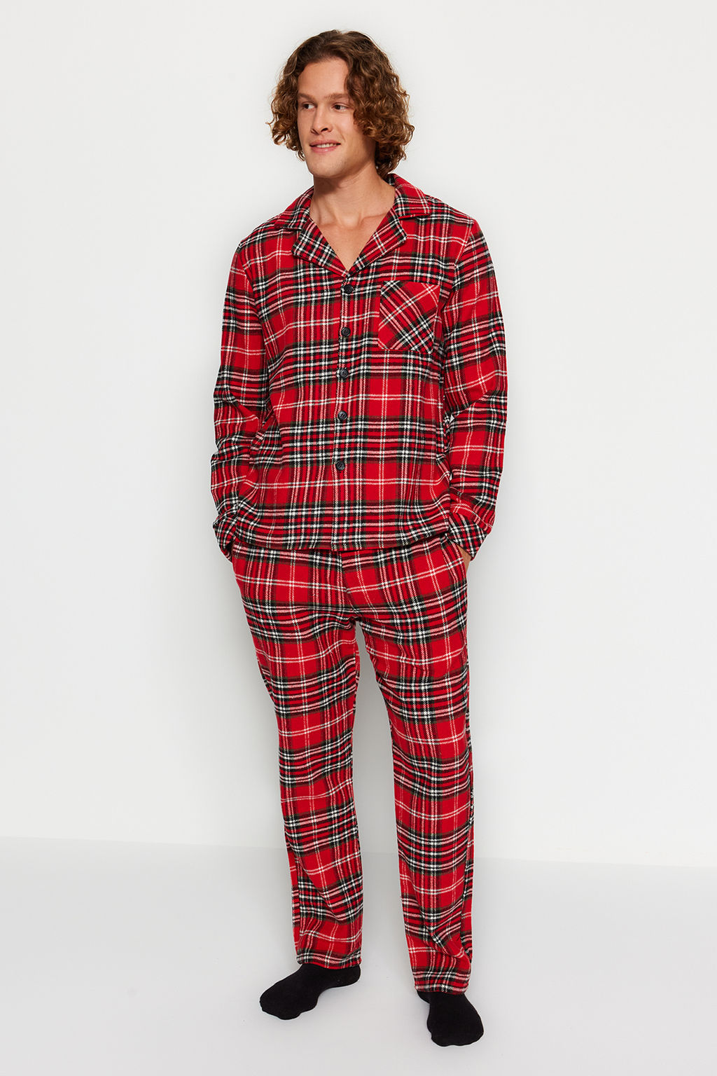TRENDYOL MAN K?rm?z? Regular Fit Ekose Dokuma Pijama Tak?m? TMNAW24PT00019 - Trendyolmilla фото 2