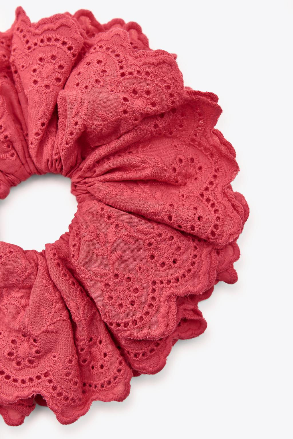 MAXI COTTON SCRUNCHIE WITH EMBROIDERY - Zara фото 4