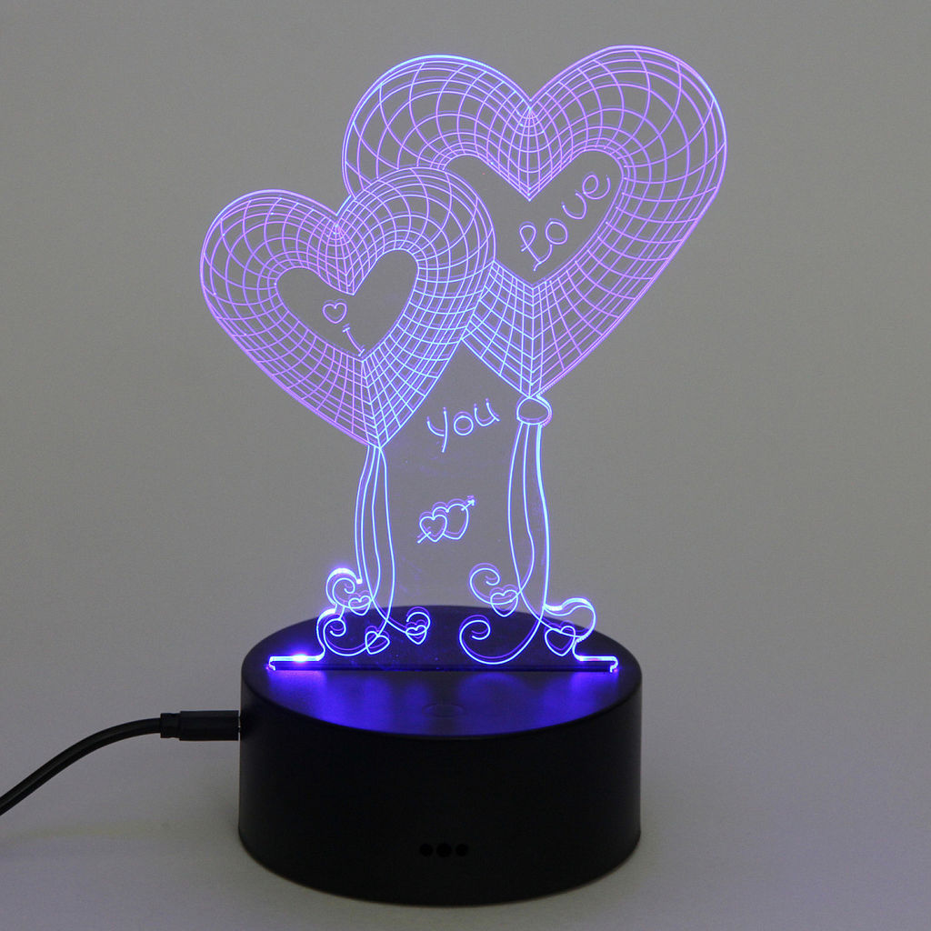 Цена за 2 шт. Светильник ночник "3D-Нежность" на пластиковой подставке, с включателем USB