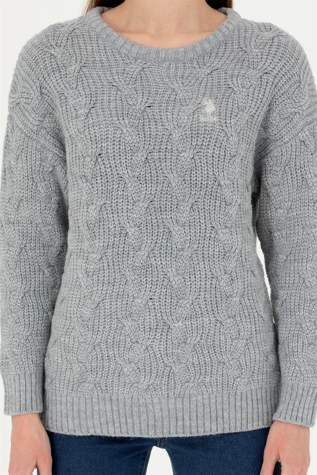 Женский серый меланжевый свитер - U.s. polo assn фото 6