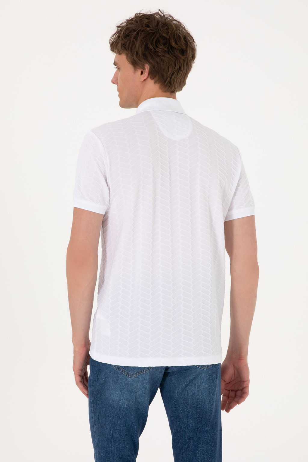 Erkek Slim Fit Polo Yaka Beyaz Dokulu Ti__rt Sepette S_rpriz _ndirim - U.s. polo assn фото 5
