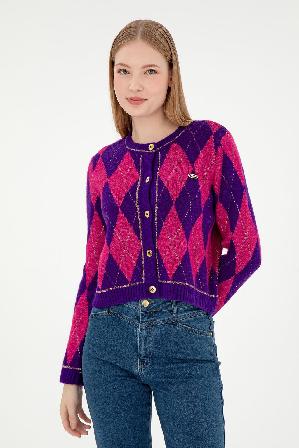 Женский фиолетовый трикотажный кардиган Неожиданная скидка в корзине - U.s. polo assn фото 3