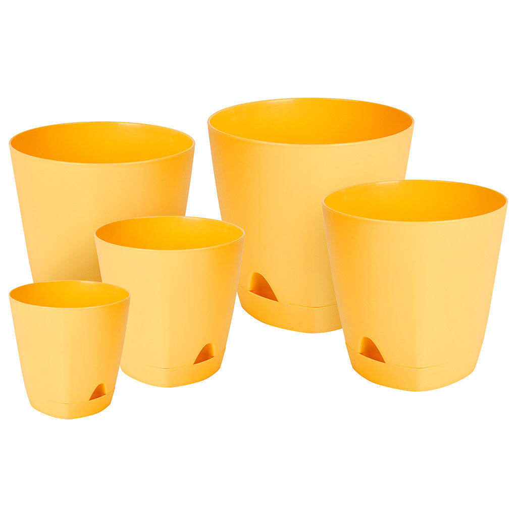 Ingreen Горшок для цветов пластмассовый Amsterdam 1,35л, д14см, h13см, с прикорневым поливом, спелая груша (Россия) - Домашняя мода фото 4