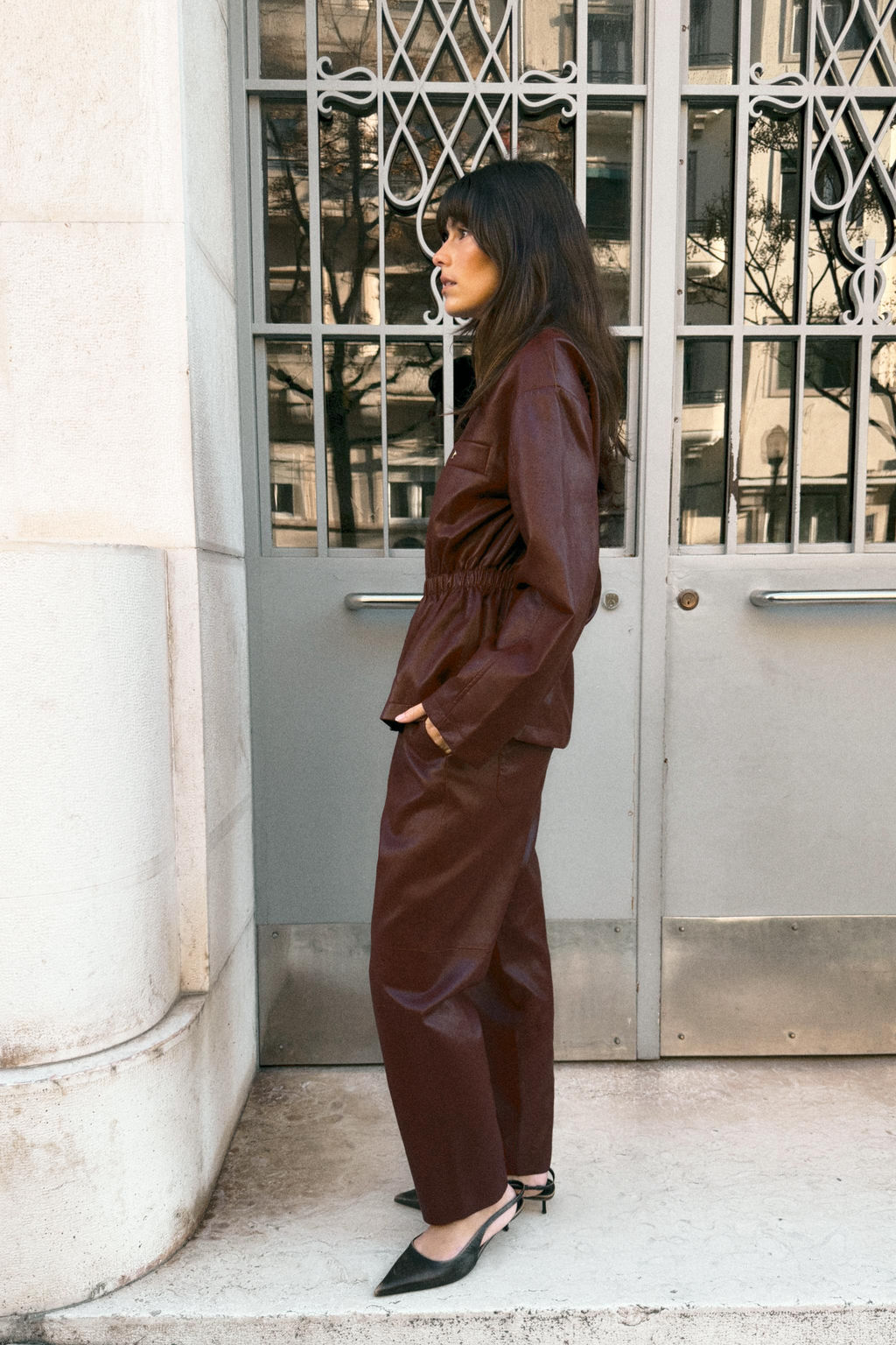FAUX LEATHER TROUSERS WITH ELASTIC WAIST - Zara фото 12