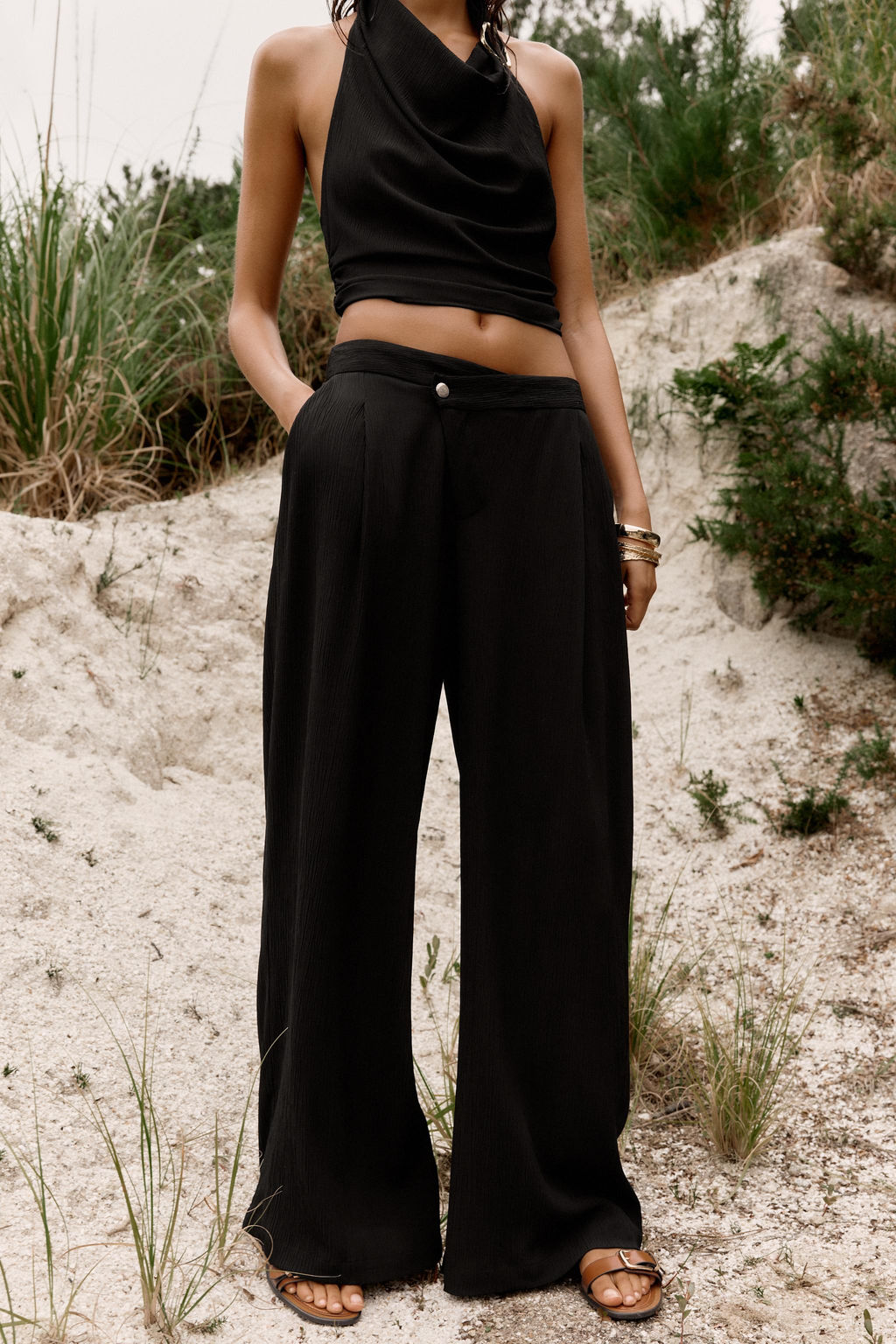 WIDE-LEG TROUSERS WITH WRAP WAIST - Zara фото 9