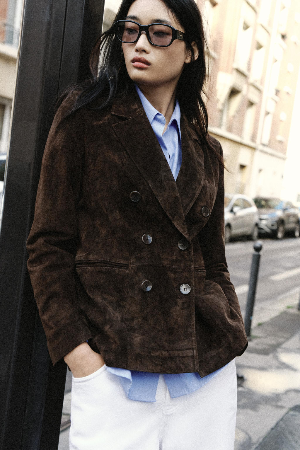 DOUBLE-BREASTED 100% LEATHER SUEDE BLAZER - Zara фото 17