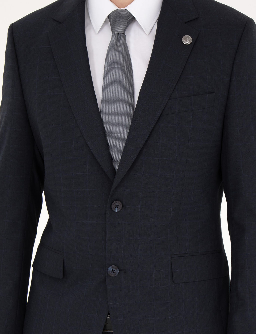 Lacivert Slim Fit Tak_m Elbise