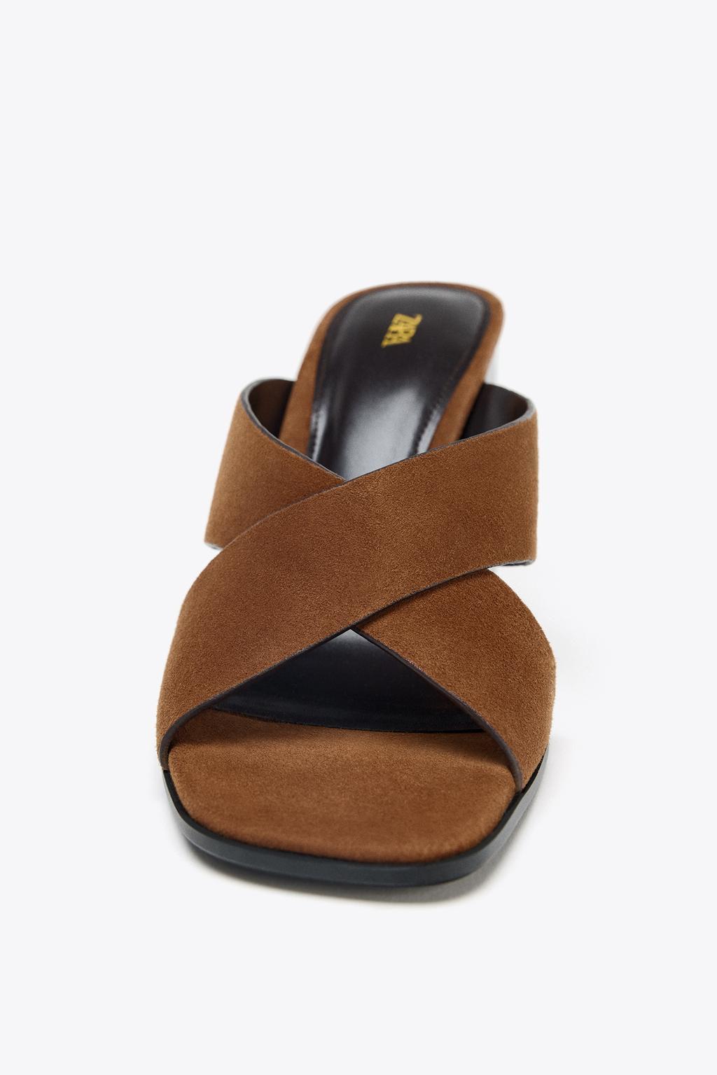 SPLIT SUEDE BLOCK HEEL SANDALS - Zara фото 5