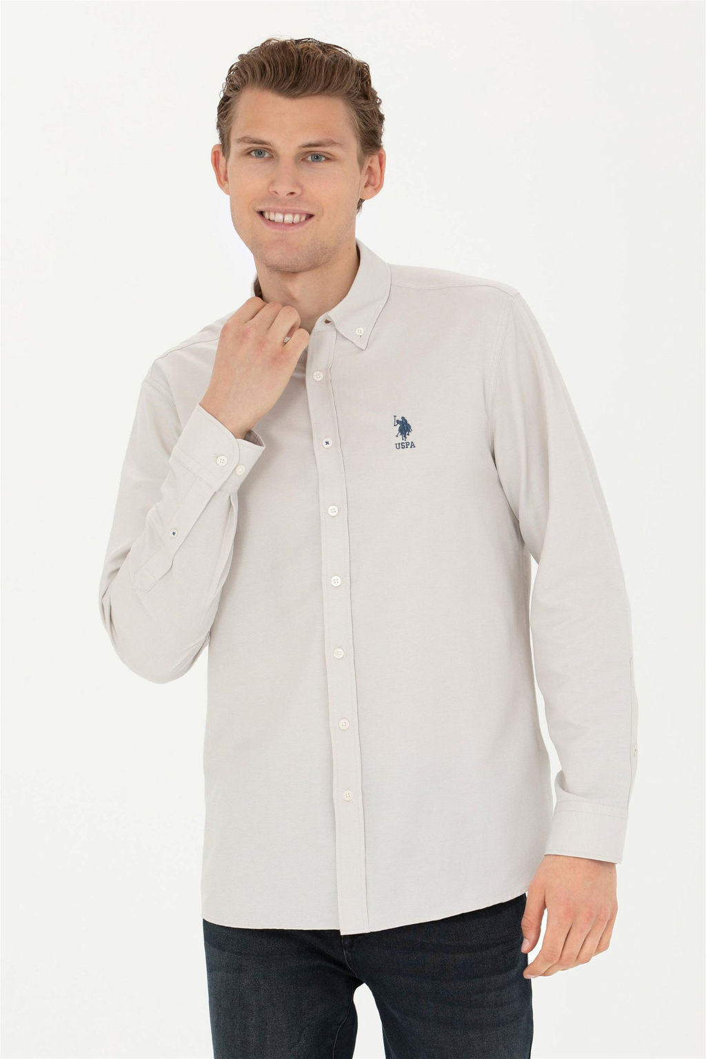 Мужская базовая рубашка с длинным рукавом Stone - U.s. polo assn фото 3