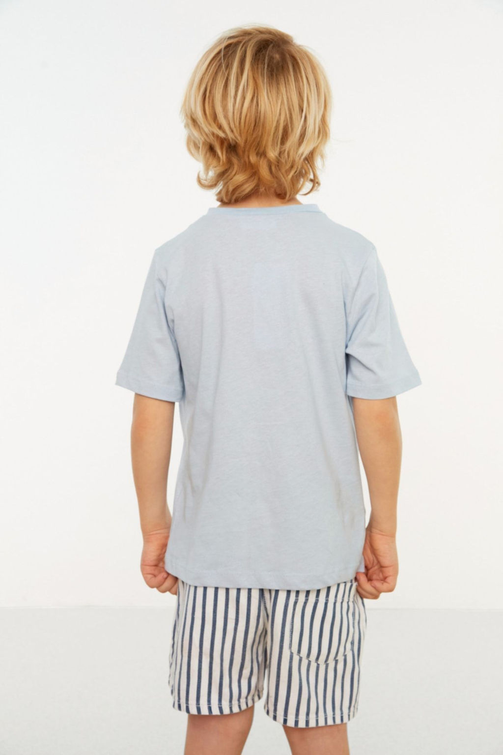 Mavi Erkek Cocuk Slogan Desenli Bisiklet Yaka Orme T-Shirt TKDSS24TS00044 - Trendyolmilla фото 2