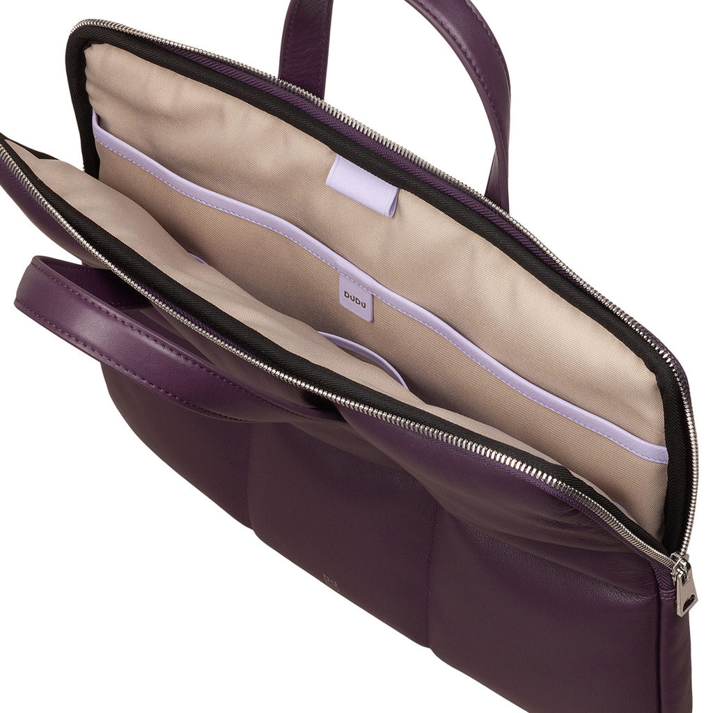 Итальянская кожаная сумка-портфель для ноутбука DuDu серии Togean | темно-фиолетовый