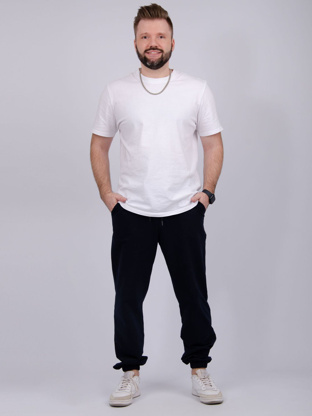 Джоггеры "Джереми 5" синие, футер с лайкрой