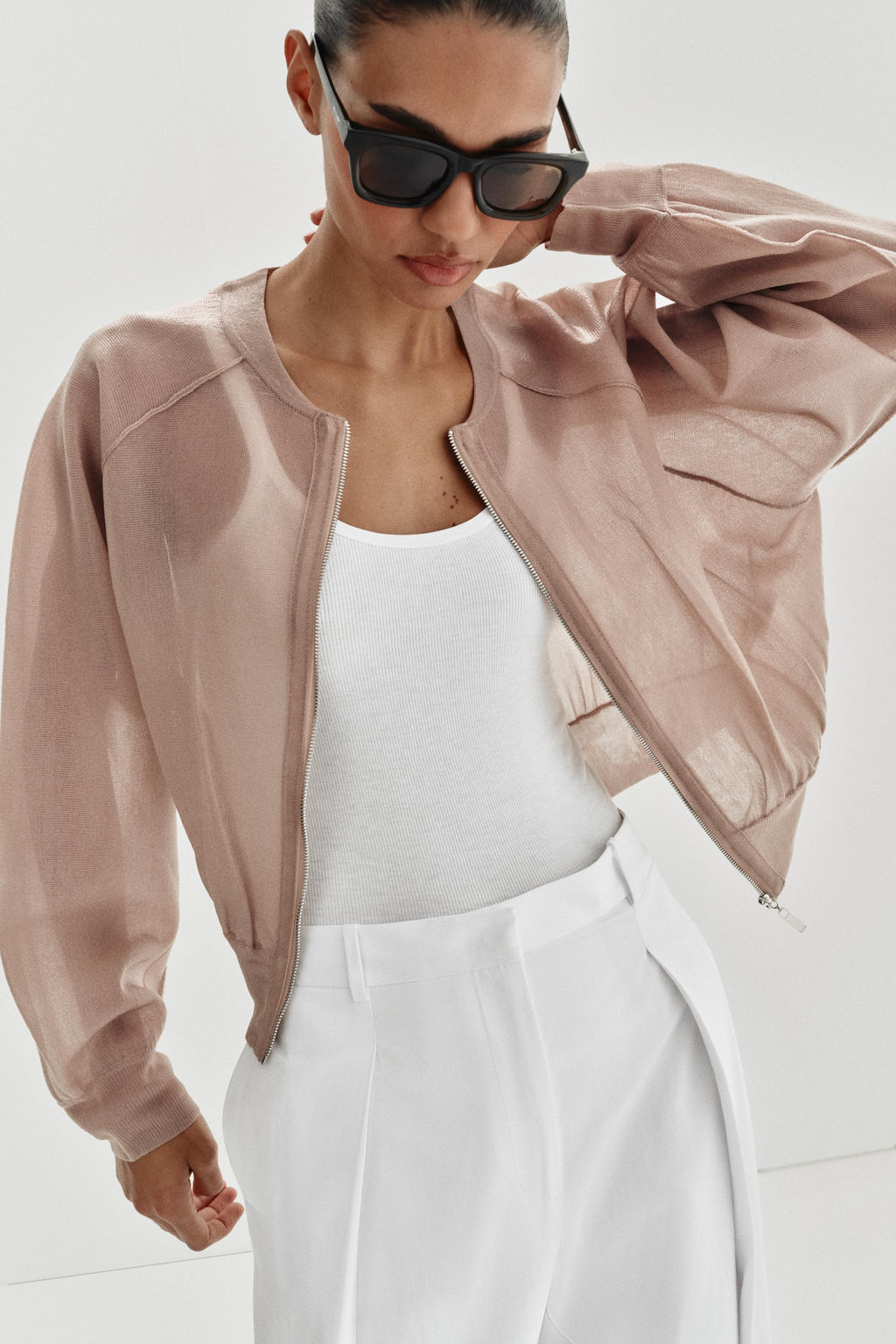 CHAQUETA BOMBER PUNTO / Beige - Zara фото 5