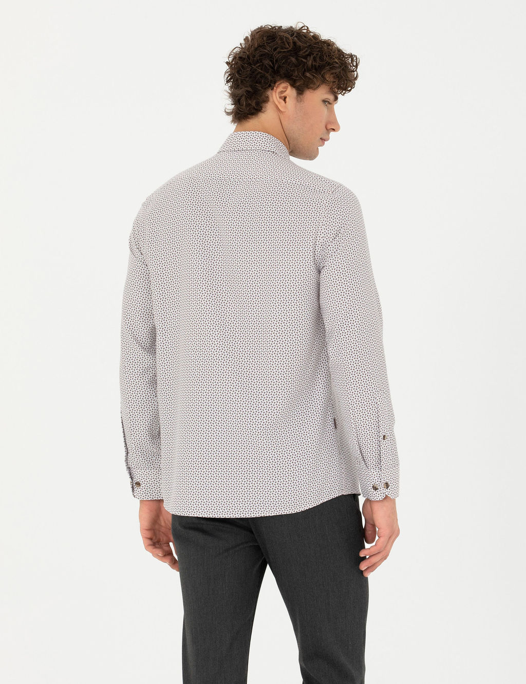 Рубашка Slim Fit коричневая с длинным рукавом