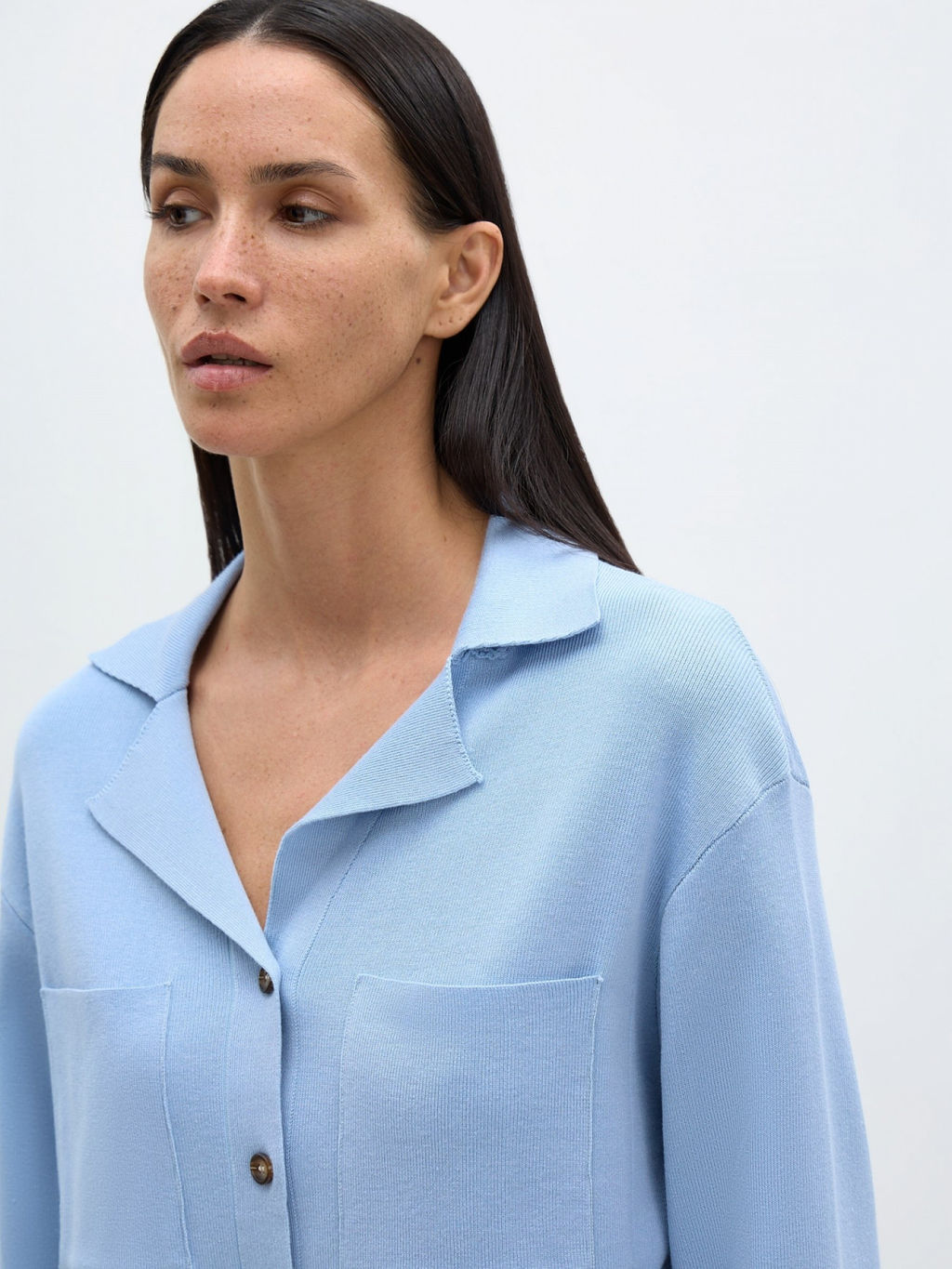 Conso/KSS 240710 - grey-blue Комплект кардиган и брюки  фото 2