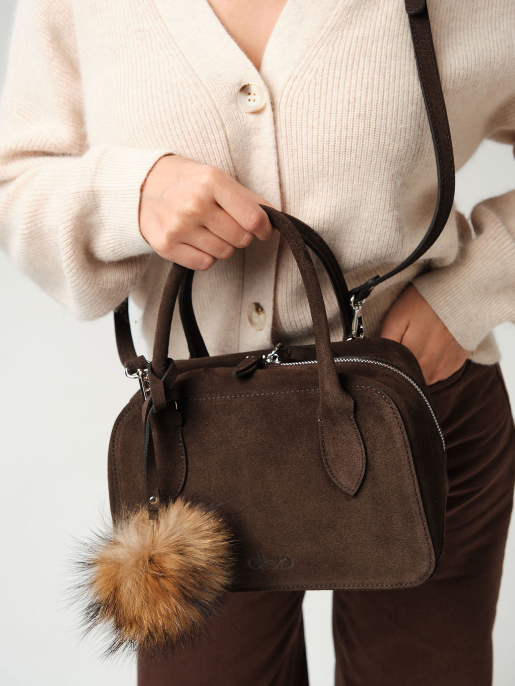 Замшевая сумка Polly DBR 31348 черный каштан фото 4