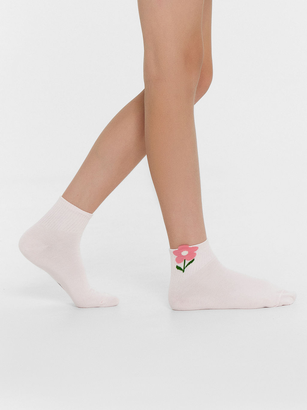 Цена за 5 пар! Носки детские зефирно-розовые с объёмным рисунком в виде цветка