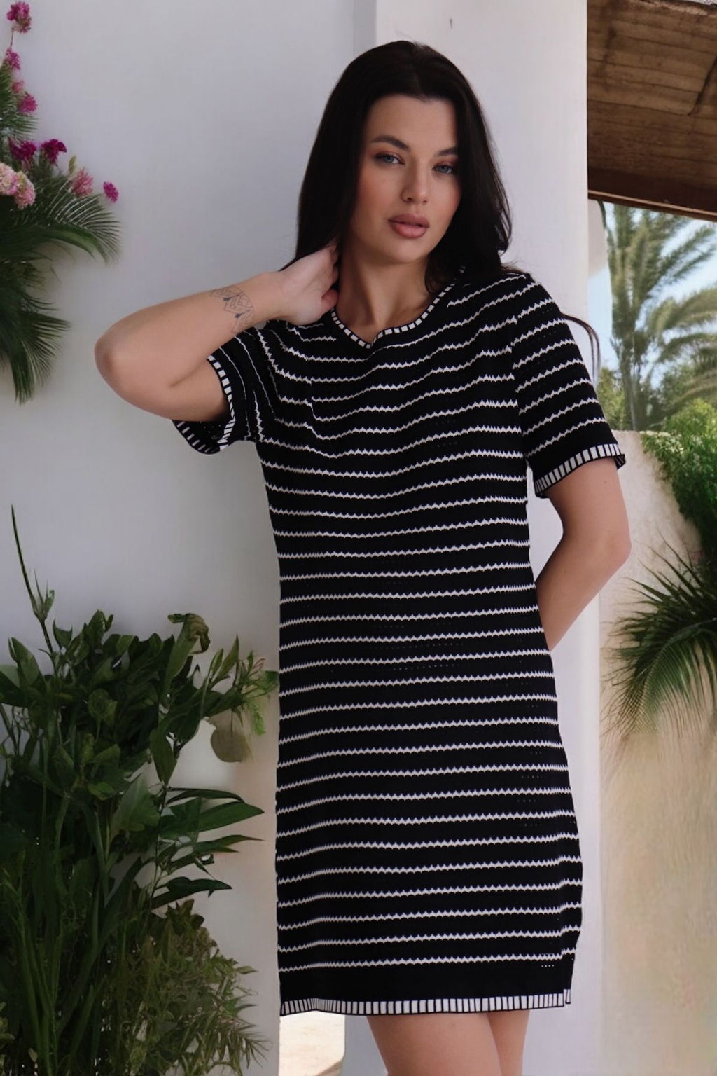 Платье вязаное чёрное в полоску - Martichelli фото 20