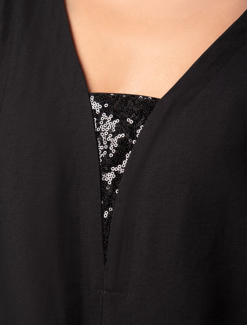 VILATTE / Топ с вставкой из пайеток из вискозы с лайоселлом  фото 5