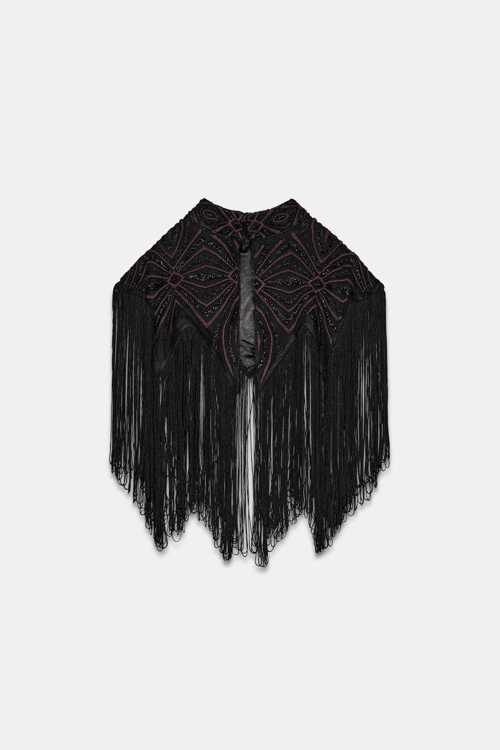 BEADED TULLE TOP WITH FRINGING