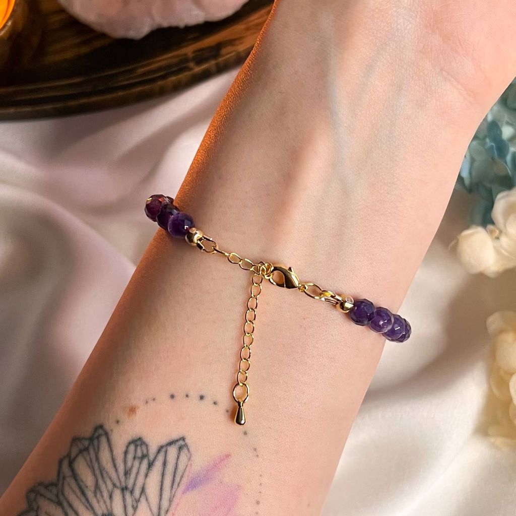 Браслет из Аметиста и Горного Хрусталя 16 см + - Радуга самоцветов фото 3