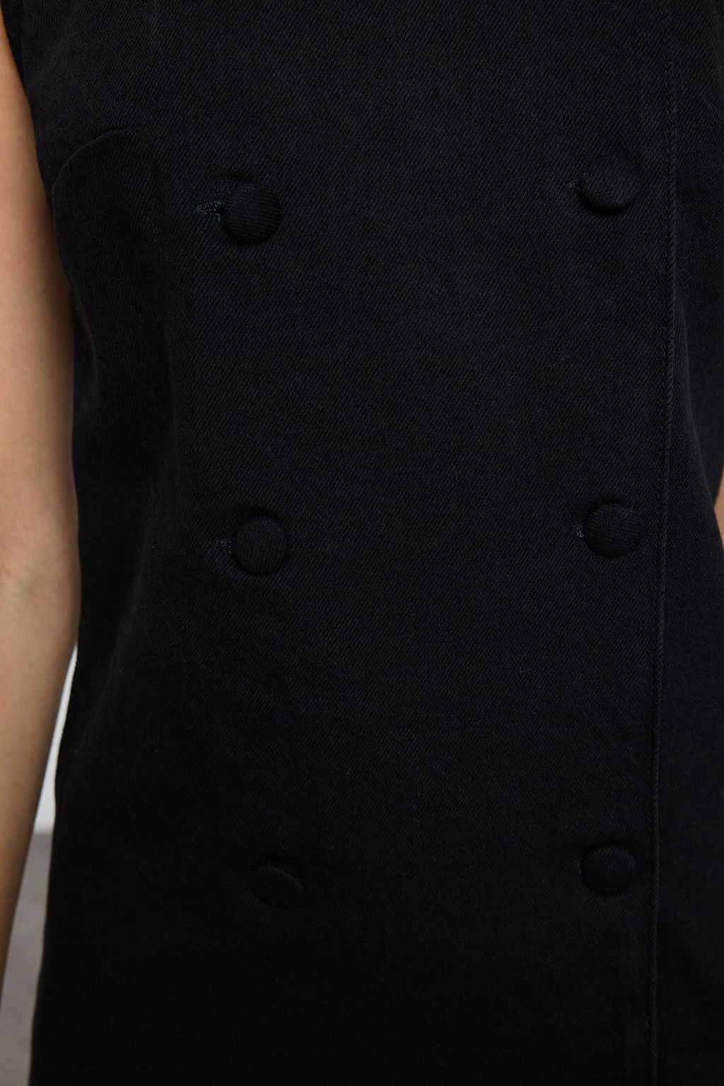 Trendyolmilla Siyah Dugme Detayl? Kruvaze Mini Denim Elbise TWOSS25EL00009